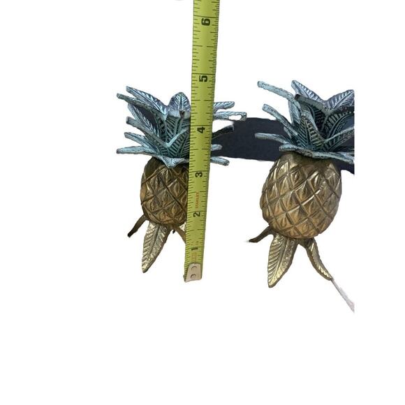 3 Brass Pineapple Candlestick Holders Vintage Bohemian Retro Heavy - Picture 7 of 16